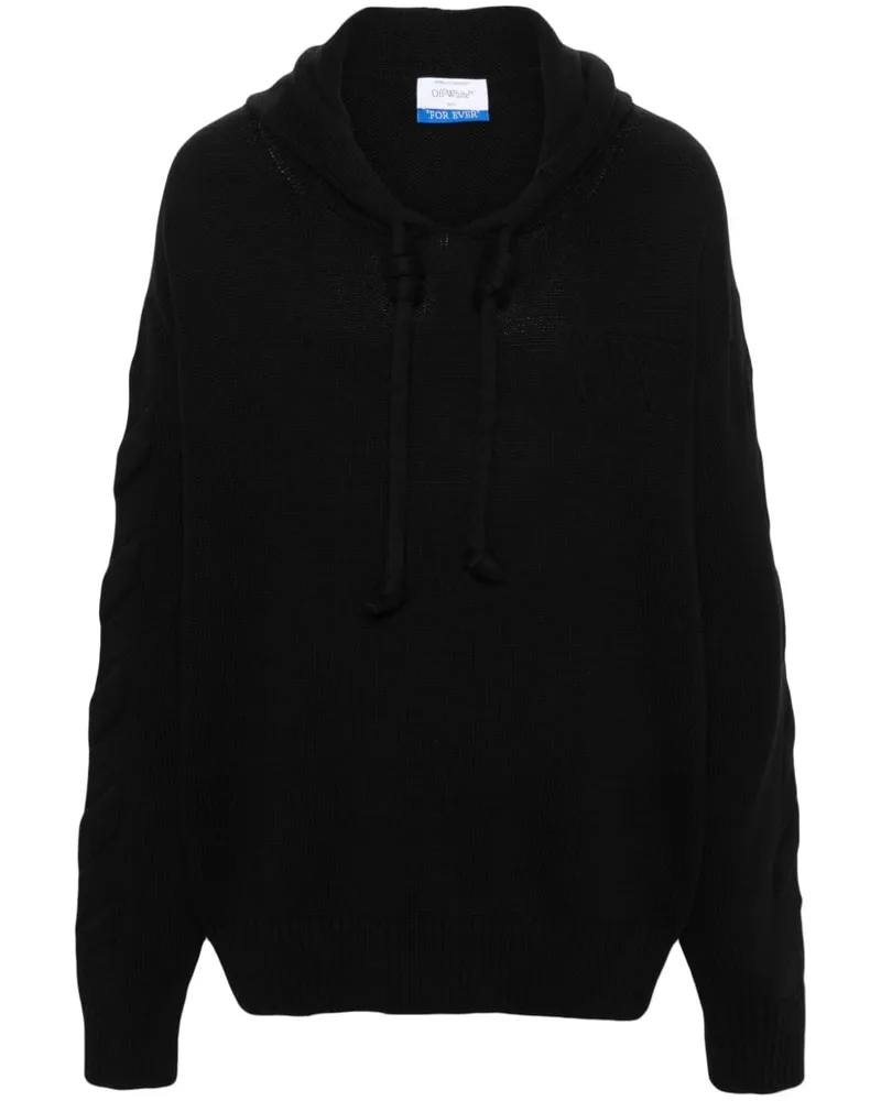 OFF-WHITE Gestrickter Hoodie mit Logo-Prägung - Schwarz Schwarz