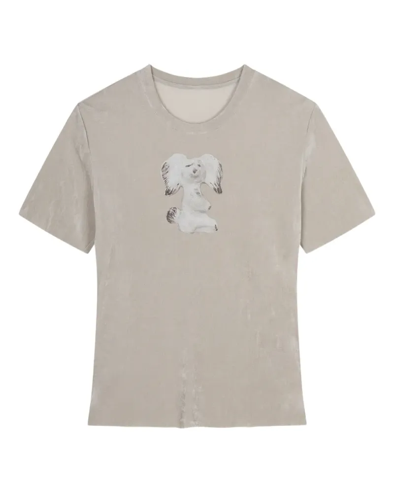 JNBY Beflocktes T-Shirt mit grafischem Print - Nude Nude