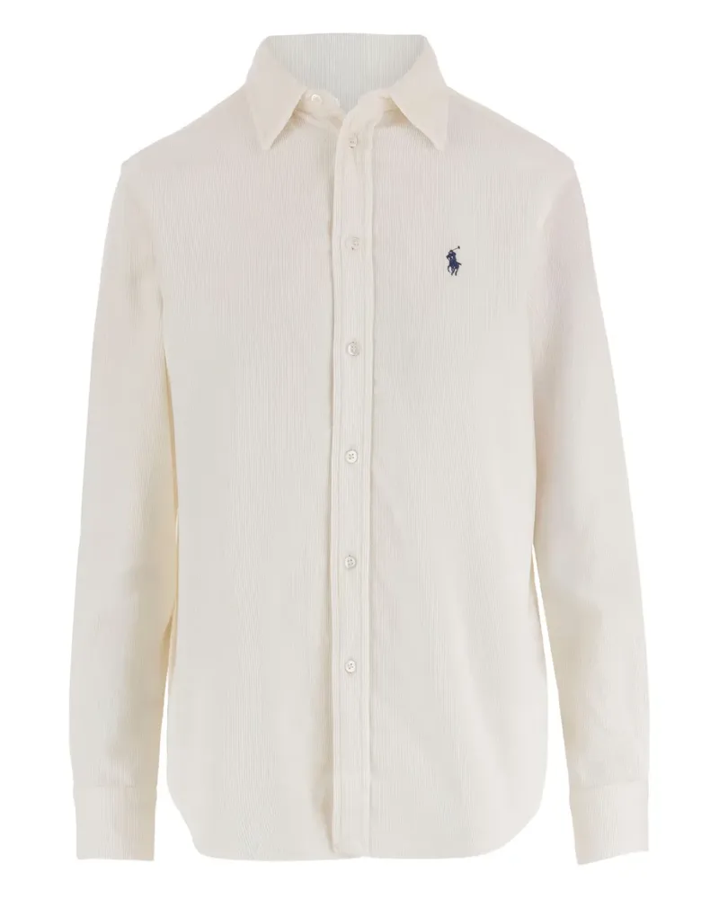 Ralph Lauren embroidered-logo corduroy shirt - Weiß Weiß
