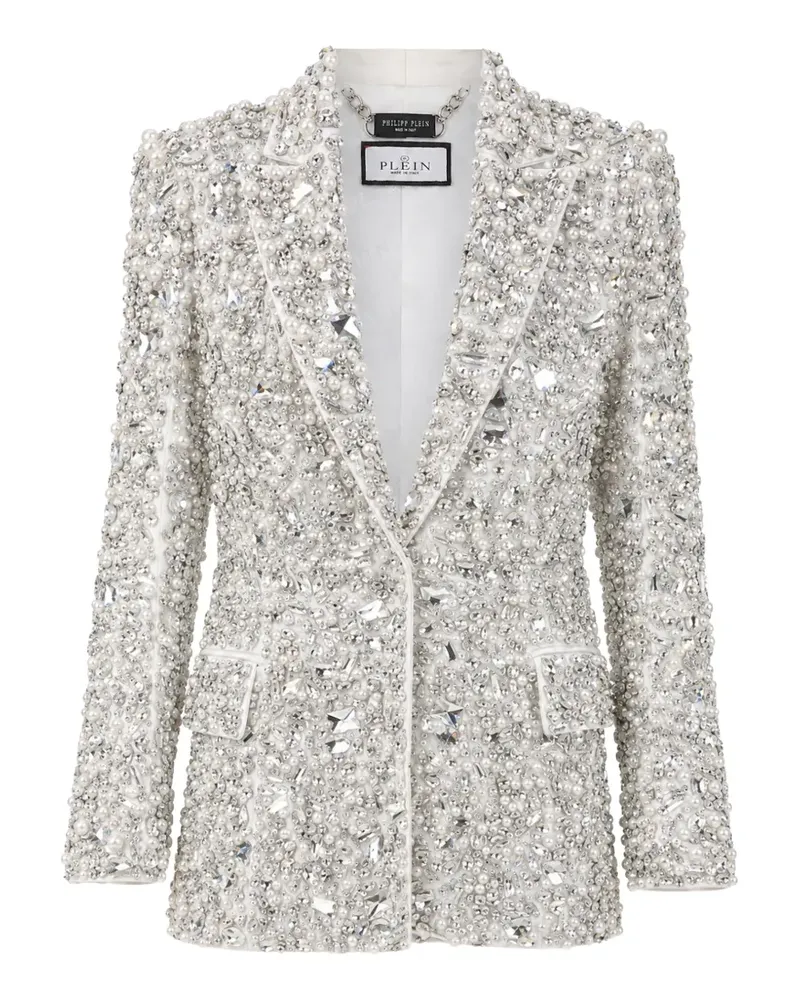 Philipp Plein pearl-embellished crystal-embellished blazer - Nude Nude