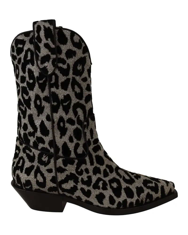 Dolce & Gabbana Stiefel im Glitter-Look mit Leoparden-Print - Grau Grau
