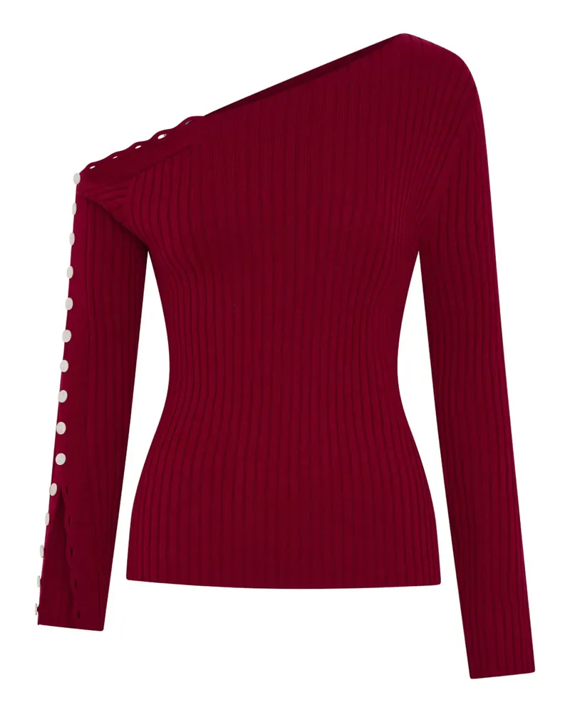 Anna Quan One-Shoulder-Top mit Knöpfen - Rot Rot