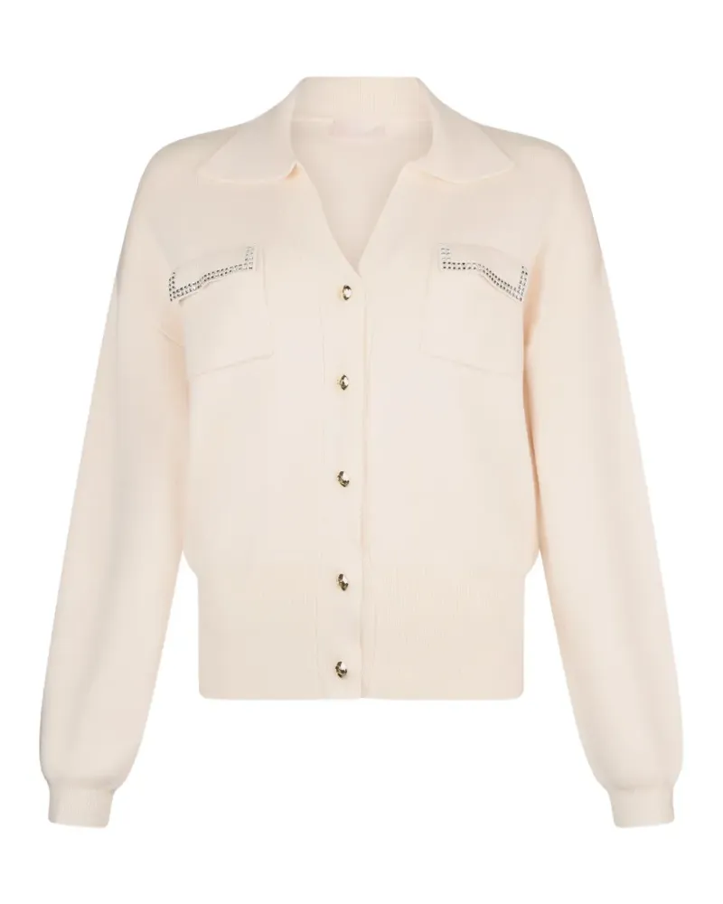 Liu Jo bead-embellished V-neck cardigan - Nude Nude