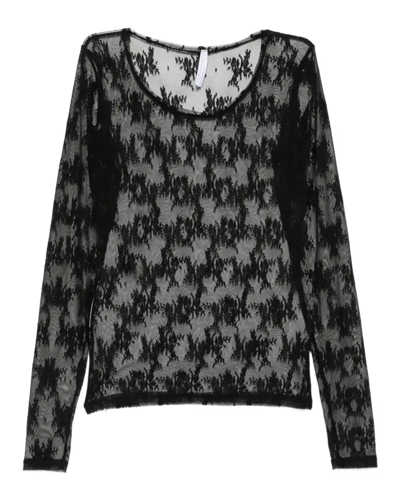 IMPERIAL Langarmshirt mit Spitze-Muster - Schwarz Schwarz