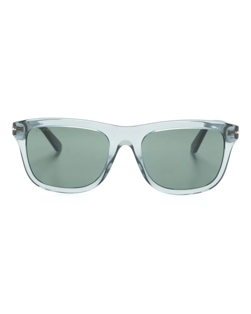 Gucci Eckige Sonnenbrille mit Logo-Print - Grün Grün