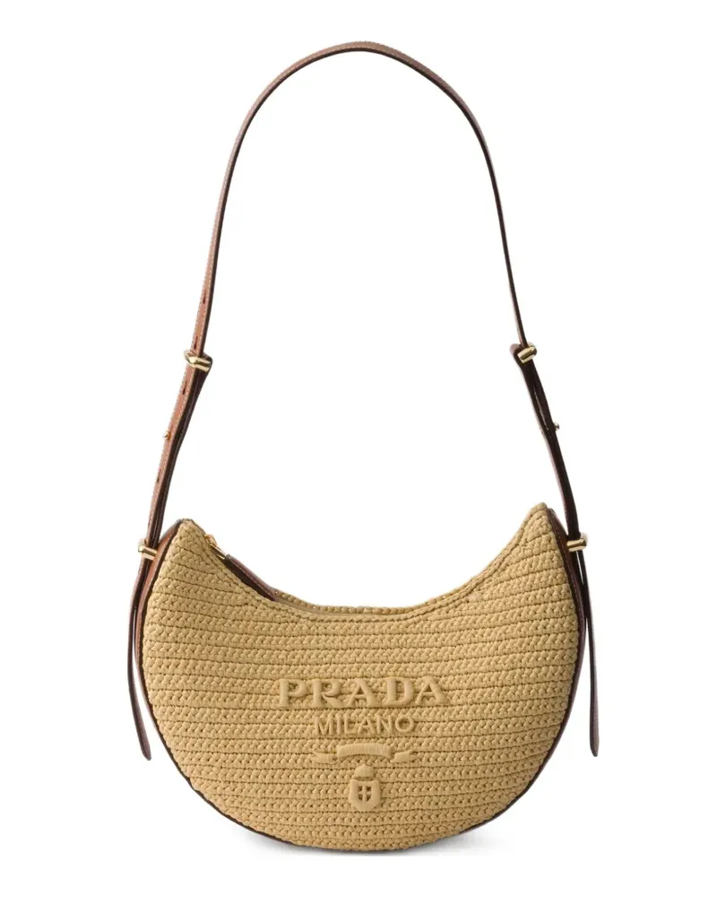 Prada Kleine gehäkelte Arqué Schultertasche - Nude Nude
