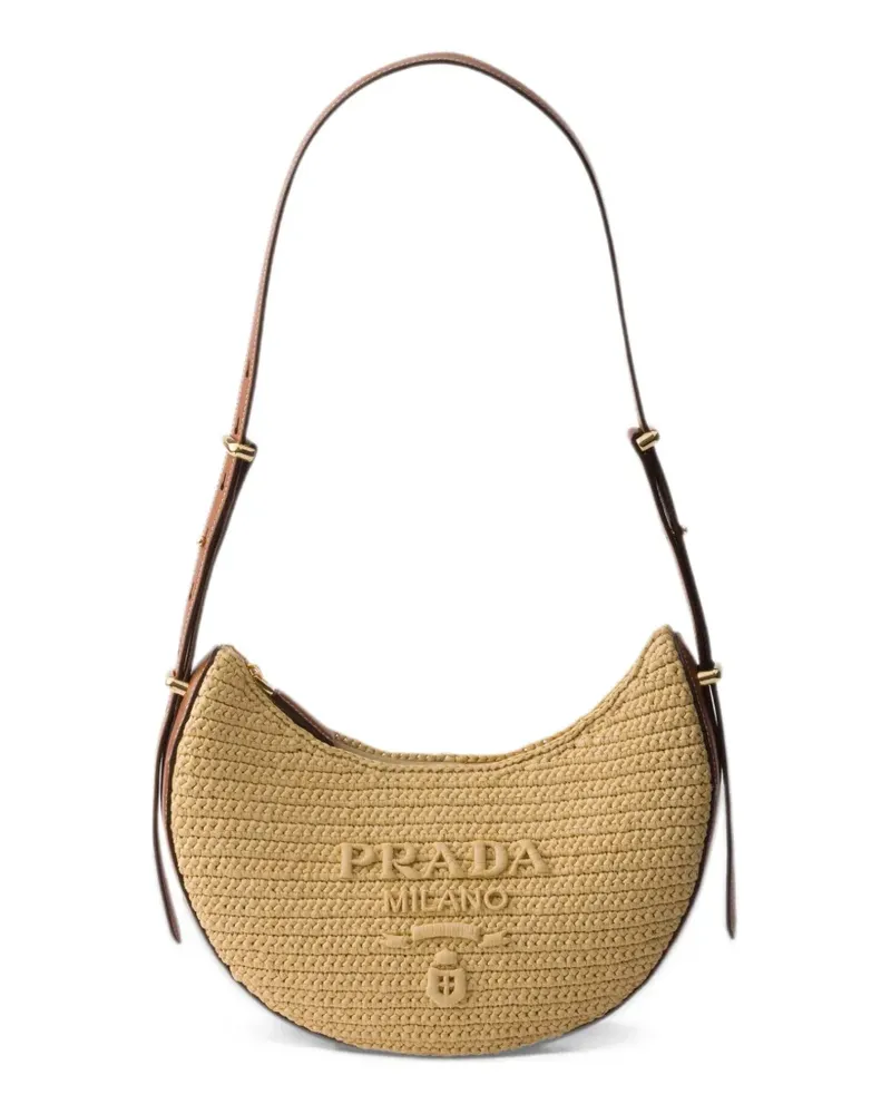 Prada Kleine gehäkelte Arqué Schultertasche - Nude Nude