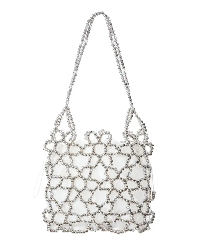 0711 Jasmine Schultertasche mit Perlen - Grau Grau