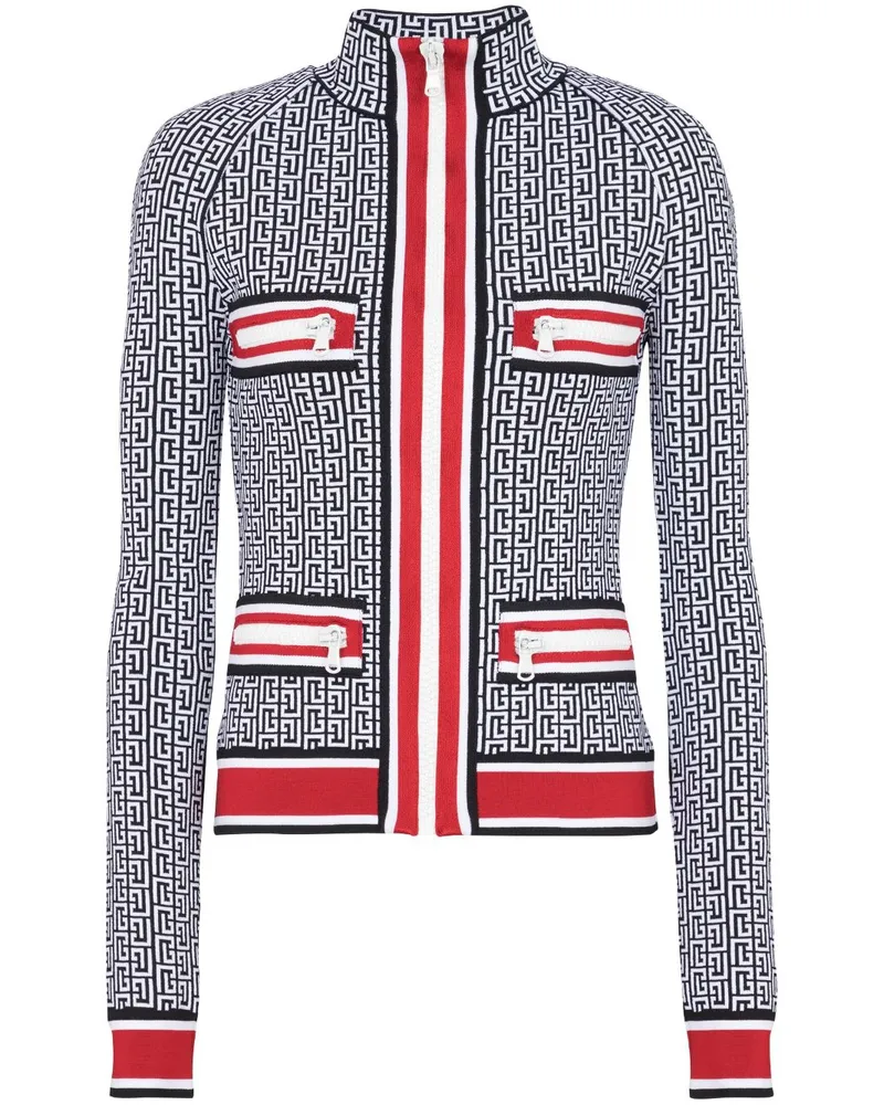 Balmain Jacquard-Cardigan - Schwarz Schwarz