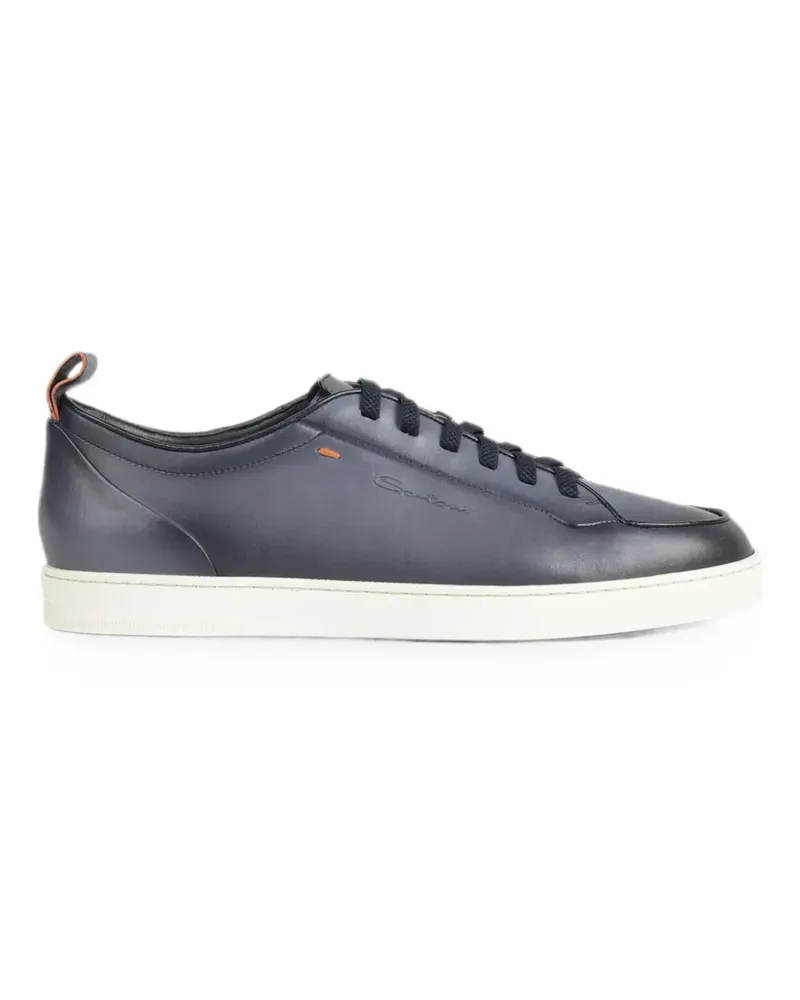 Santoni logo-debossed leather sneakers - Blau Blau