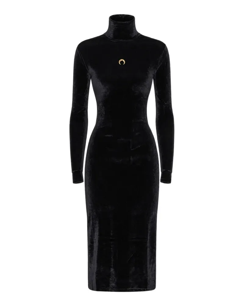 Marine Serre moon-pendant velvet dress - Schwarz Schwarz