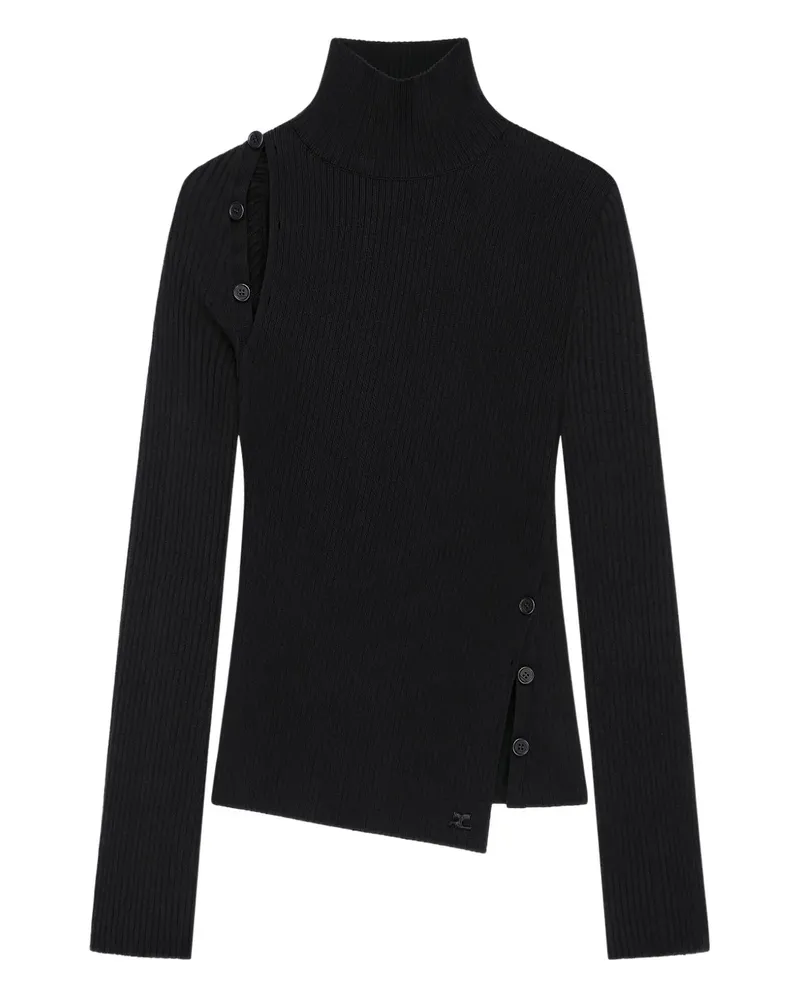 Courrèges Geknöpfter Oblique Pullover - Schwarz Schwarz