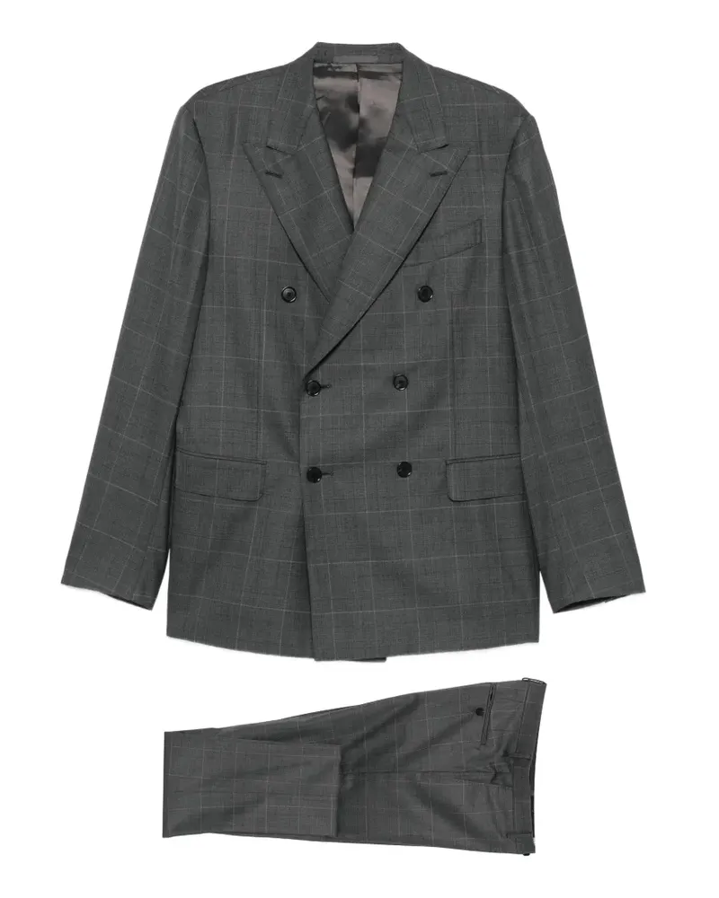 Caruso check double-breasted suit - Grau Grau