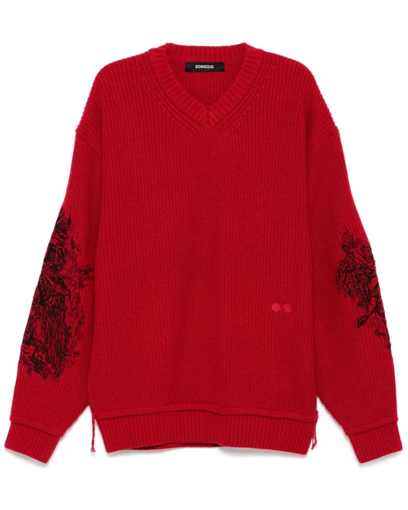 SONGZIO Pullover mit Stickerei - Rot Rot