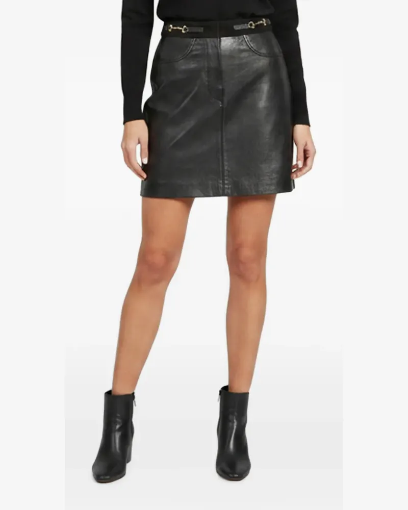 Maje suede-trim zip-up mini skirt - Schwarz Schwarz