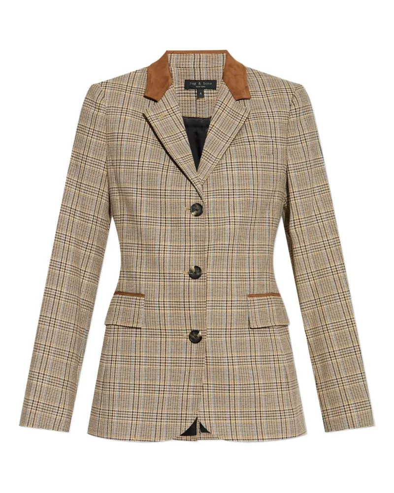 Rag & Bone Karierte Jacke mit Wildlederbesatz - Nude Nude