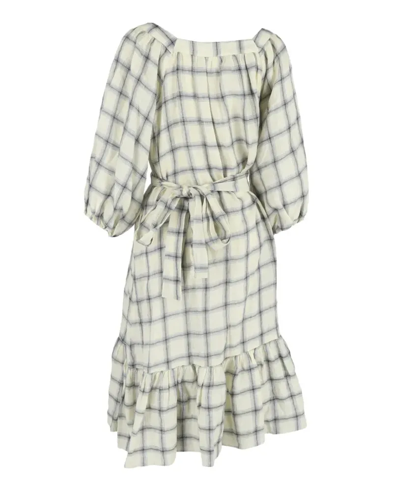 Lisa Marie Fernandez Kariertes Leinenkleid - Nude Nude