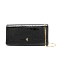 Alexander McQueen Clutch mit Totenkopf-Applikation Schwarz