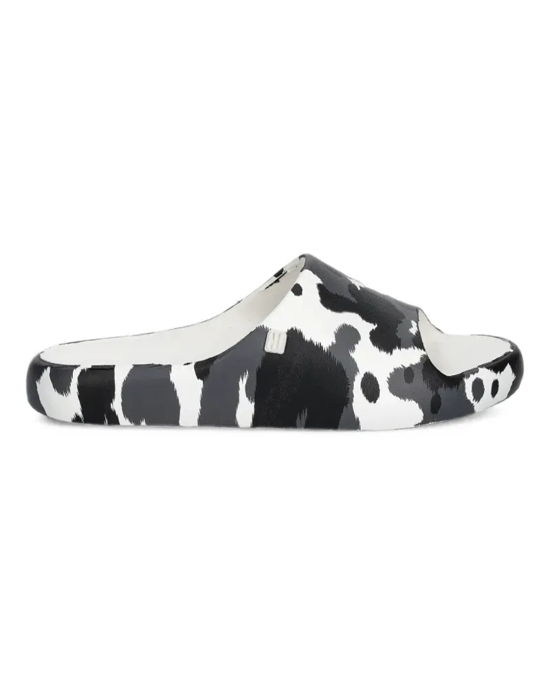 Melissa Free cow-print slides - Schwarz Schwarz