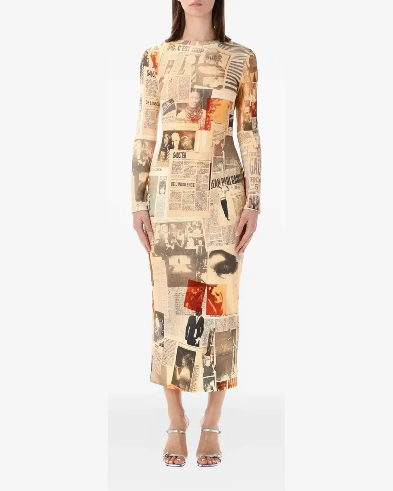 Jean Paul Gaultier rib journal midi dress - Nude Nude