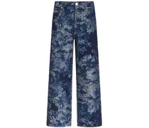 Weite Jeans mit Jacquard-Blumenmuster