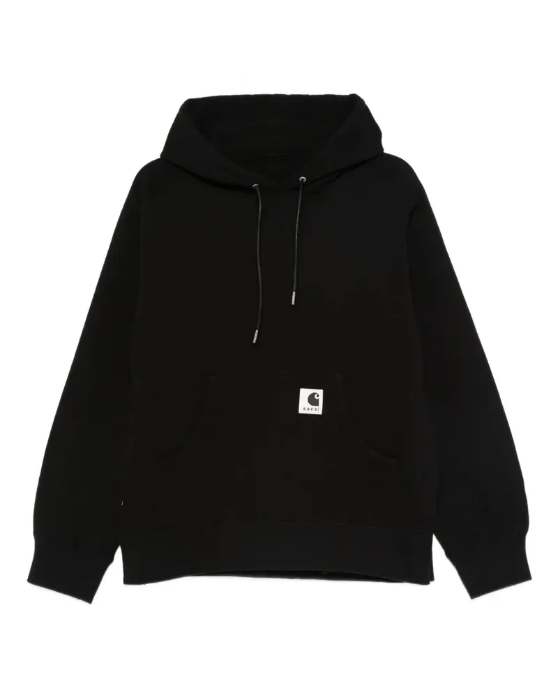 Sacai Hoodie mit Logo-Patch - Schwarz Schwarz
