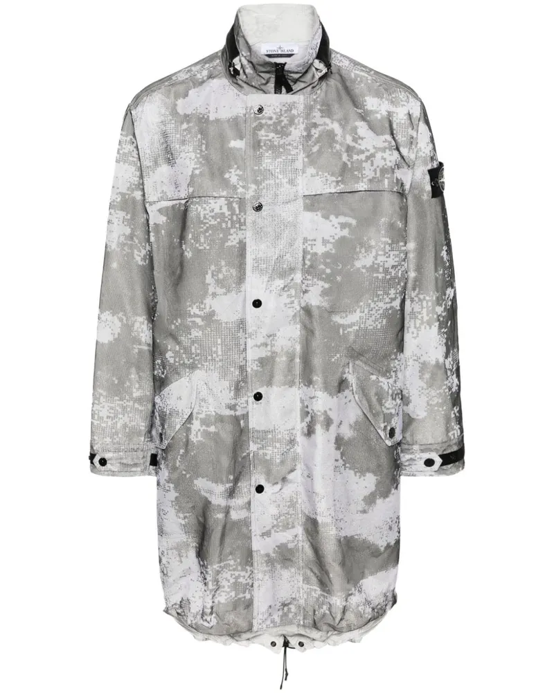 Stone Island Mesh-Overlay-Parka mit Kompass-Patch - Grau Grau