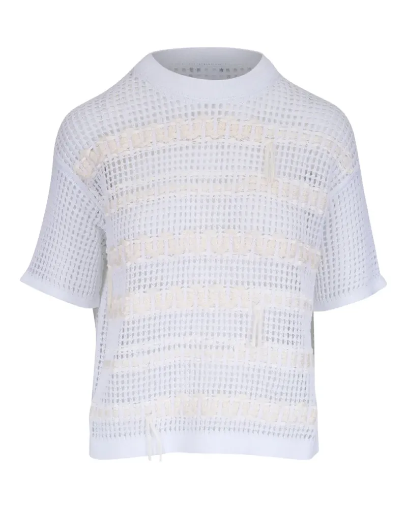 Lafayette148 T-Shirt mit Handstickerei - Weiß Weiß