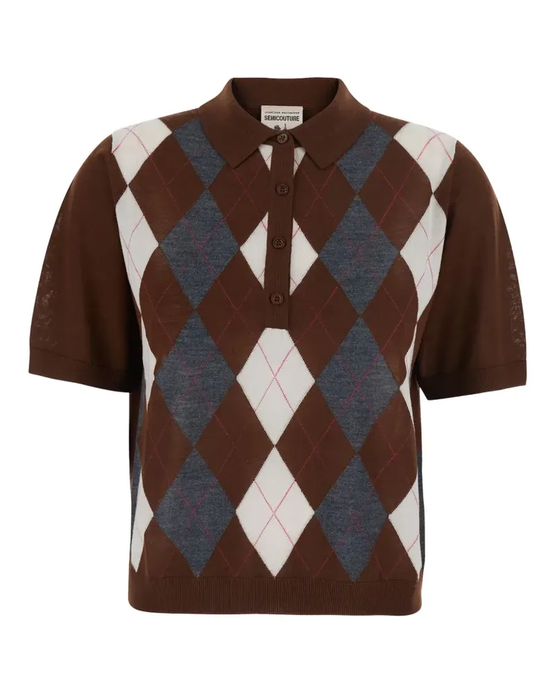 Semicouture Diana Poloshirt mit Argyle-Muster - Braun Braun
