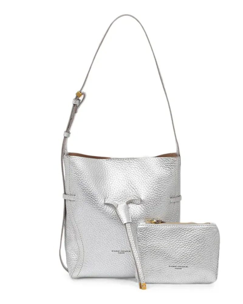 Gianni Chiarini Strukturierte Sienna Schultertasche im Metallic-Look - Silber Silber