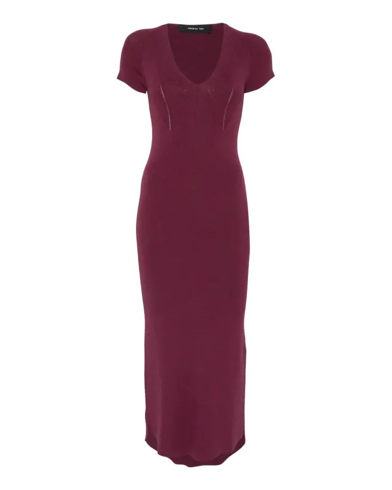 Federica Tosi ribbed V-neck midi dress - Violett Violett