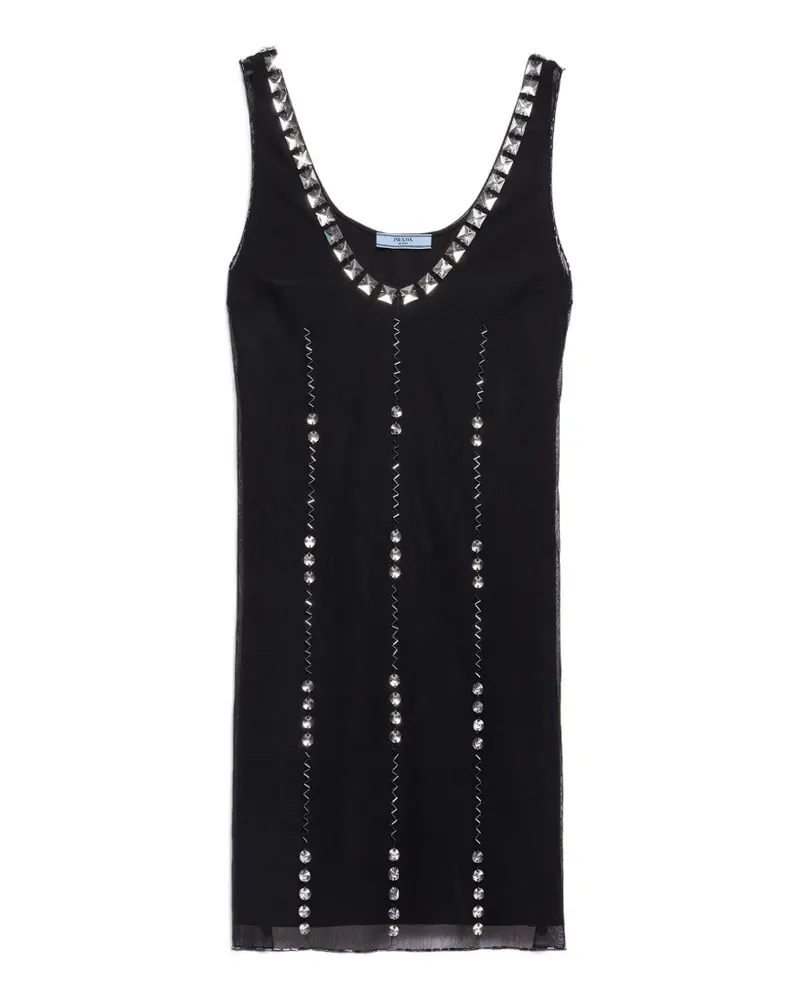 Prada embroidered tulle mini-dress - Schwarz Schwarz