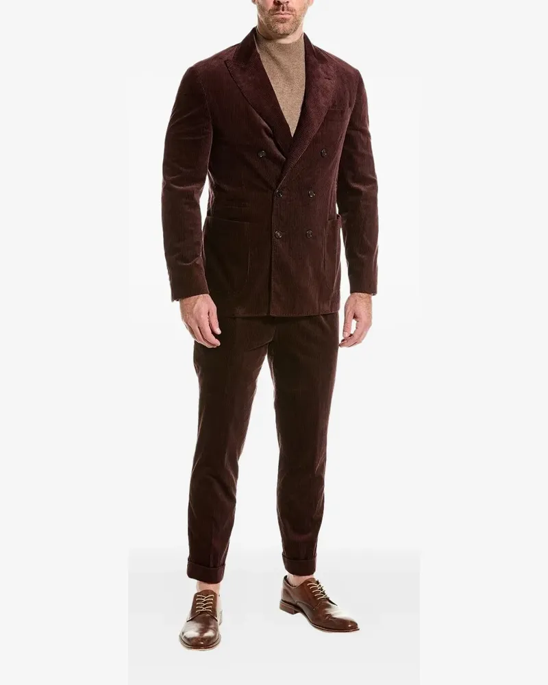 Brunello Cucinelli Doppelreihiger Anzug aus Cord - Rot Rot
