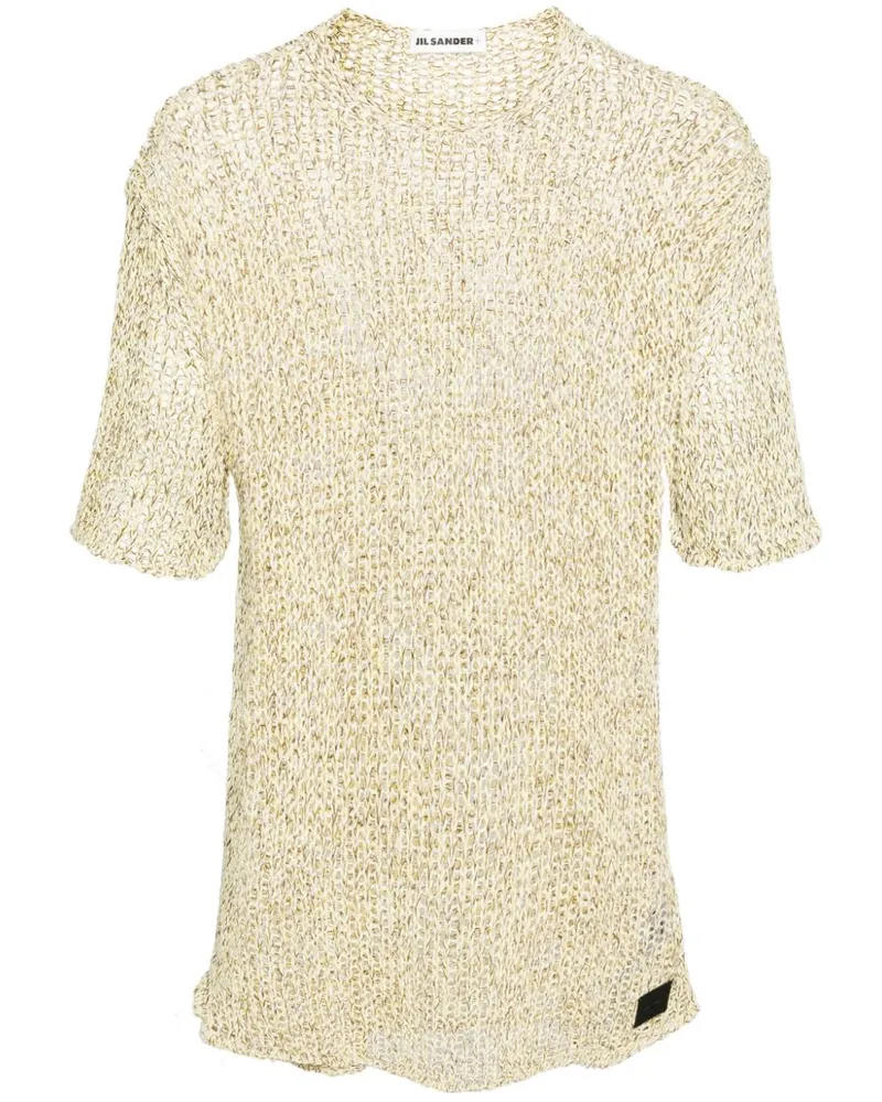 Jil Sander T-Shirt mit Lochstrickmuster - Gelb Gelb