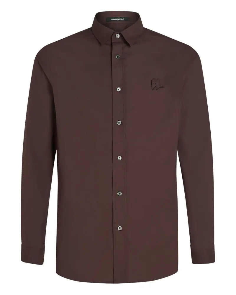 Karl Lagerfeld Gestreiftes Hemd mit Monogramm - Braun Braun