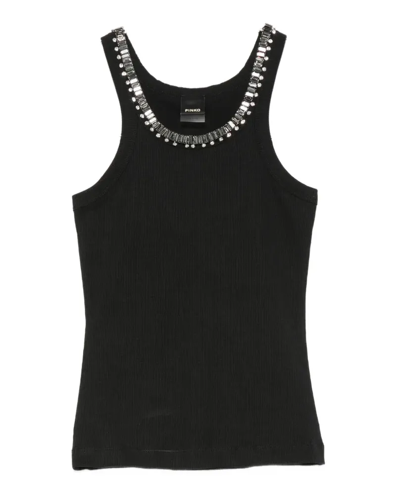 Pinko crystal-embellished ribbed T-shirt - Schwarz Schwarz