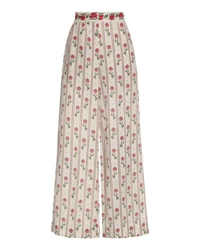 AGUA BENDITA Tota Quebrada Hose mit Blumenprint - Nude Nude