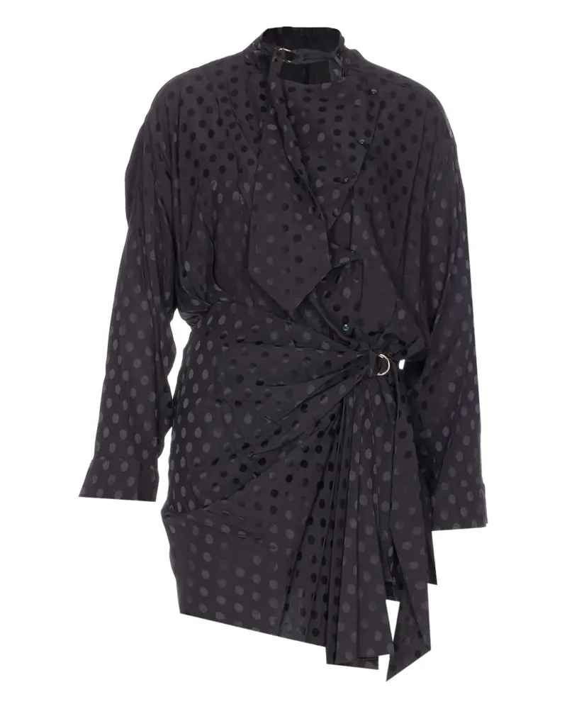 Isabel Marant Gepunktetes Kleid mit Bindegürtel - Schwarz Schwarz
