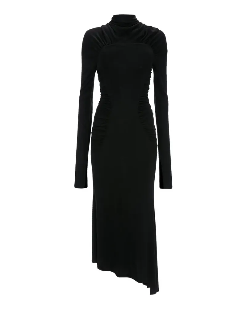 Victoria Beckham ruched asymmetric midi dress - Schwarz Schwarz