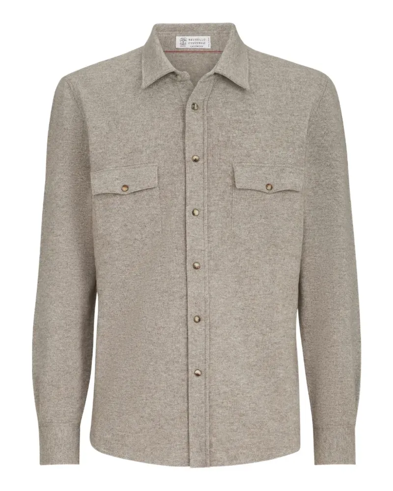 Brunello Cucinelli virgin wool, cashmere and silk knit shirt - Grau Grau