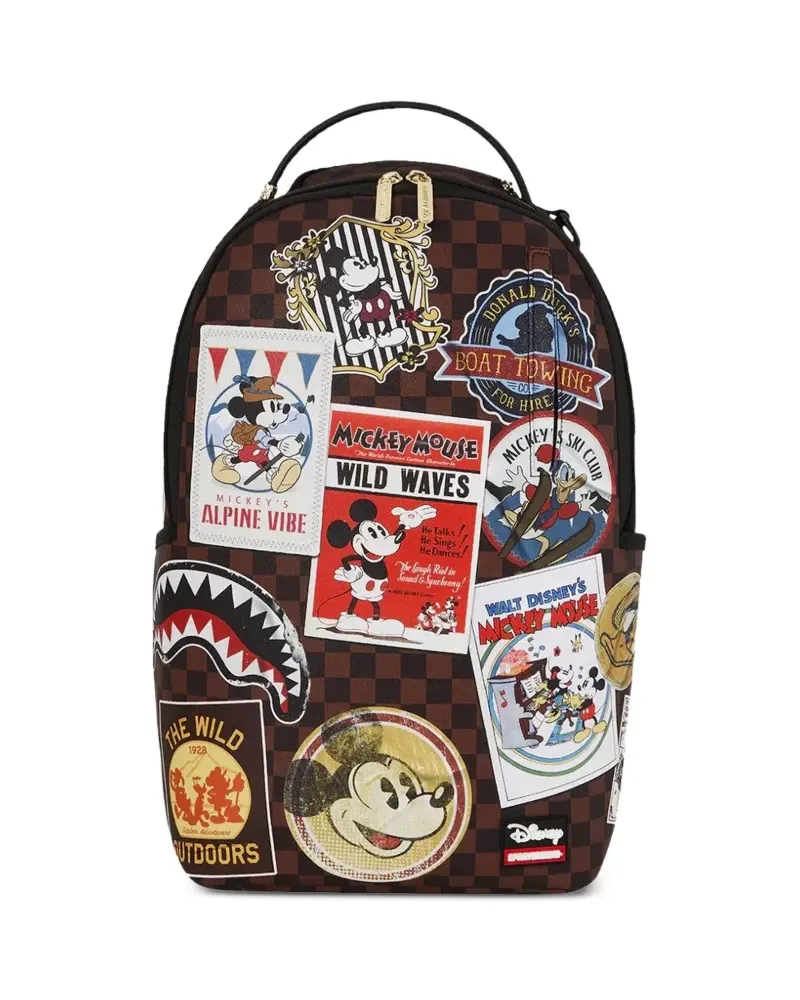 Sprayground Karierter Rucksack mit Micky-Maus-Print - Braun Braun