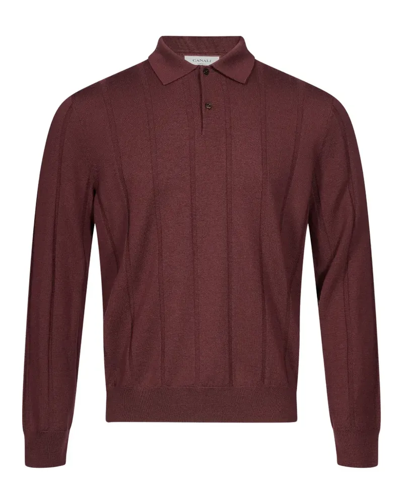 Canali Poloshirt aus geripptem Strick - Rot Rot