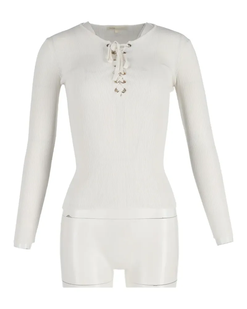 Maje ribbed lace-up T-shirt - Weiß Weiß