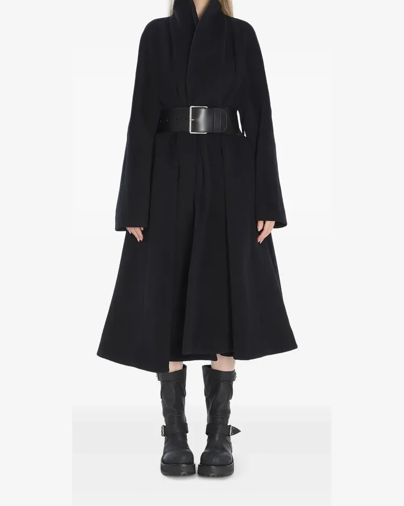 Balenciaga Gewickelter Ledermantel mit Gürtel - Schwarz Schwarz