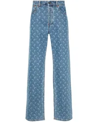 Marine Serre Jeans mit Sichelmond-Print Blau