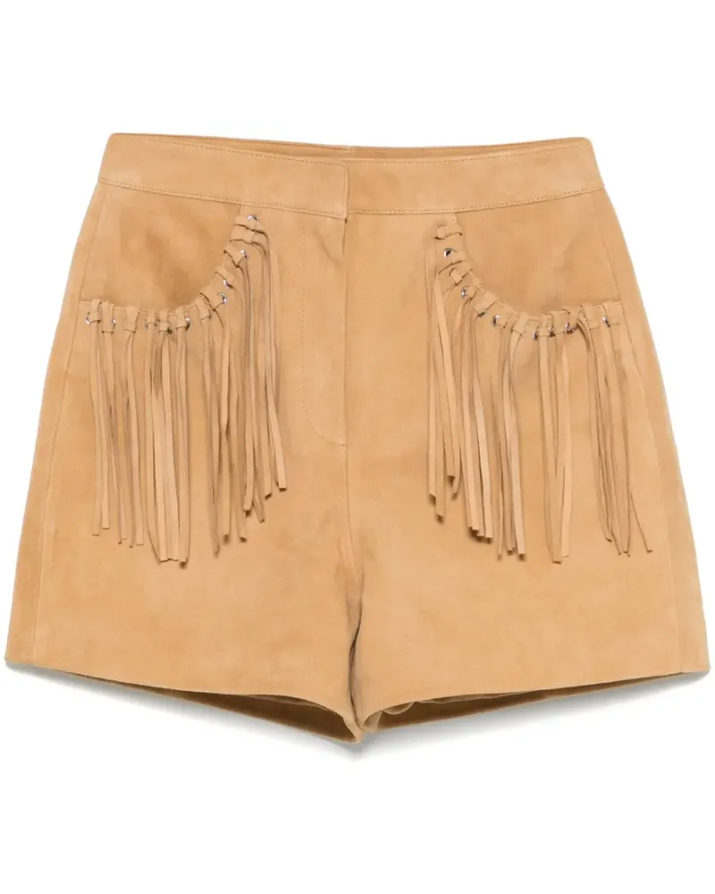 Maje Wildledershorts mit Fransen - Nude Nude