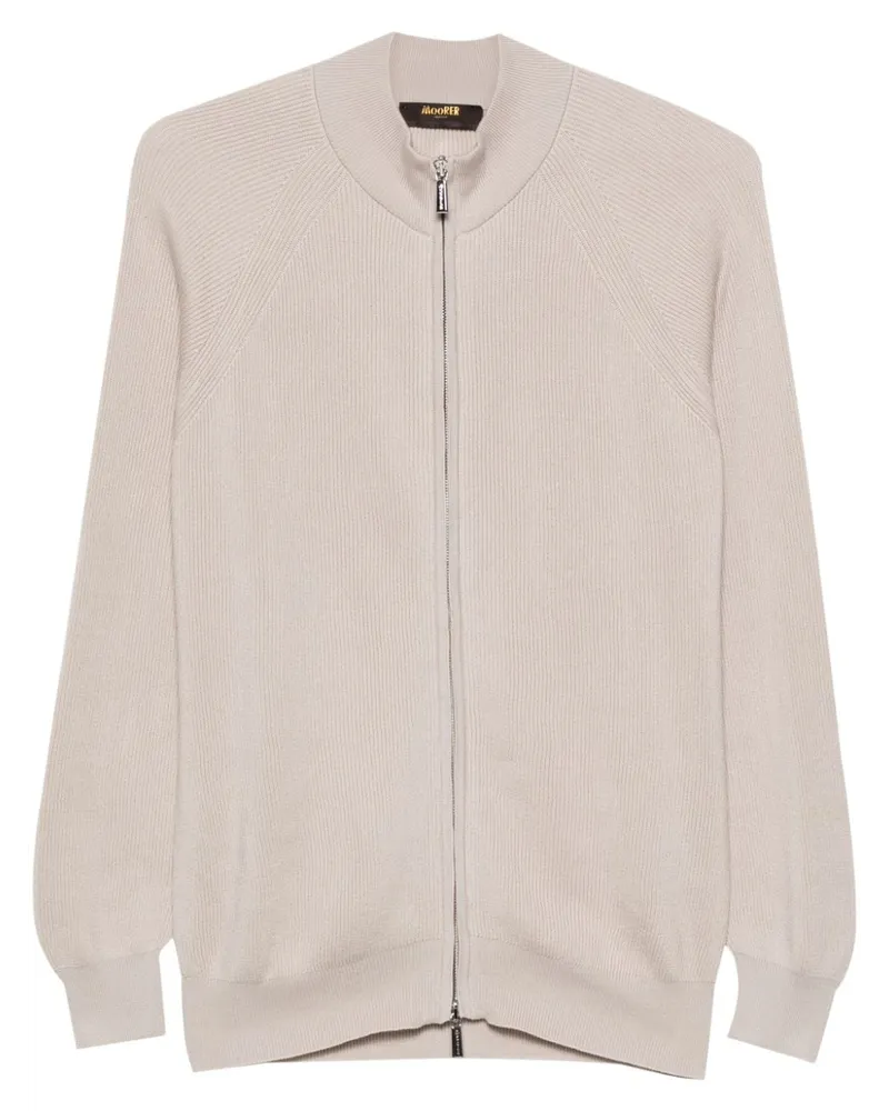 MOORER Gerippte Sweatshirtjacke - Nude Nude