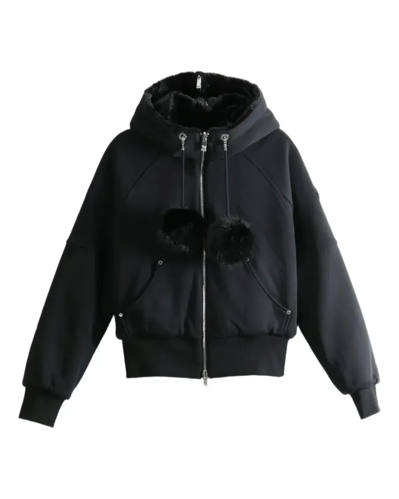 Moose Knuckles Oro Bunny pom-pom zip-up reversible hoodie - Schwarz Schwarz