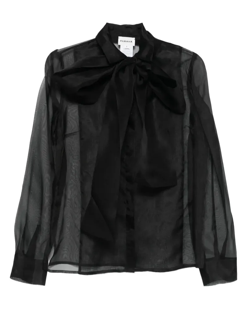 P.A.R.O.S.H. P.A.R.O H. Transparente Bluse mit Schleifendetail - Schwarz Schwarz