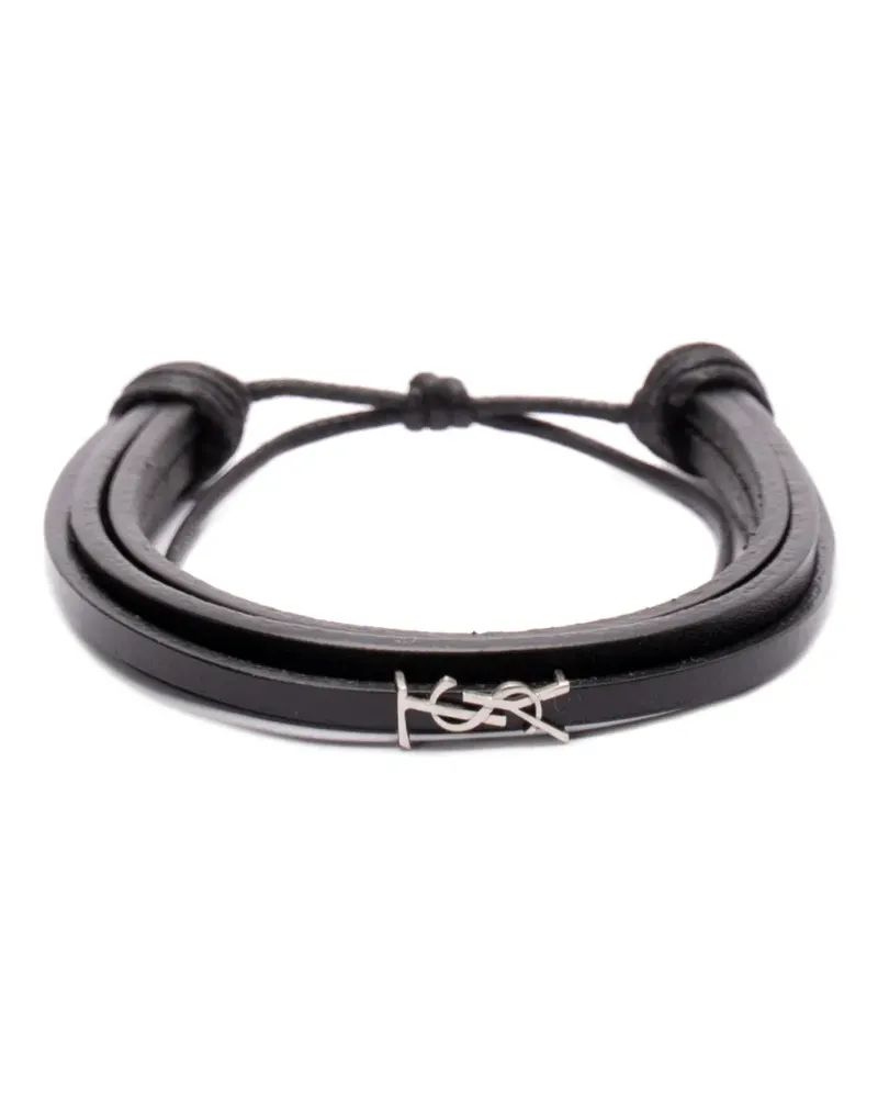 Saint Laurent Armband mit Logo-Schild - Schwarz Schwarz